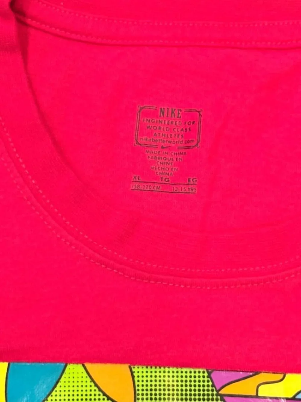 Nike girl's youth XL pink/white layered-look long sleeve shirt